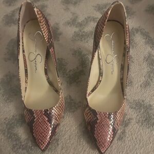 Jessica Simpson Snakeskin Heels - Brown and Pink